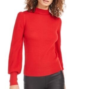 Trina Turk Tom Collins Mock-Neck Sweater in Red - NEW